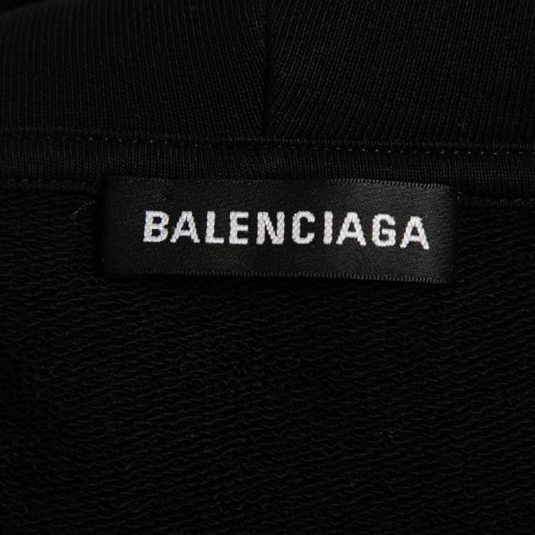 Pre Owned Balenciaga Black Copyright Print Cotton Zip-Front Hoodie S