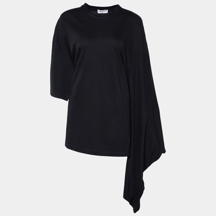 Pre Owned Balenciaga Black Cotton Knit Kimono Sleeve T-Shirt M