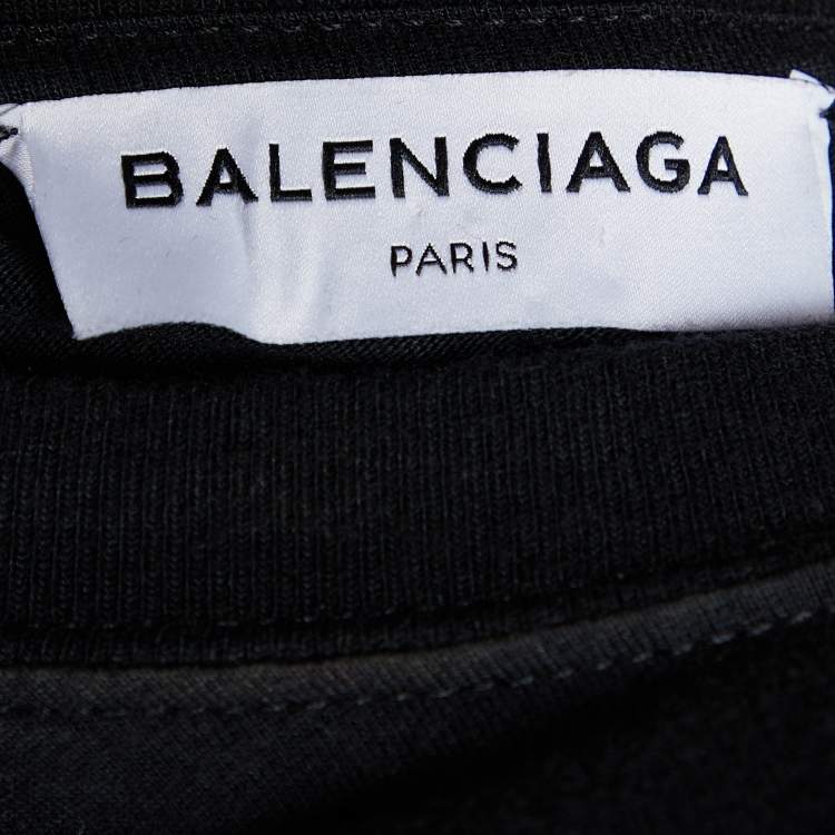 Pre Owned Balenciaga Black Cotton Knit Kimono Sleeve T-Shirt M