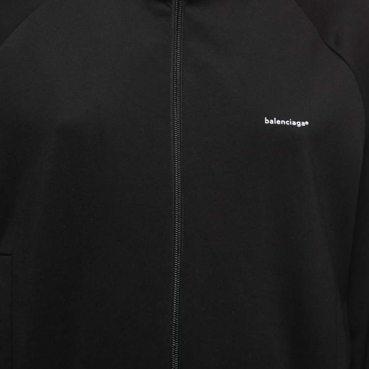 Pre Owned Balenciaga Black Logo Print Synthetic Tracksuit Jacket L