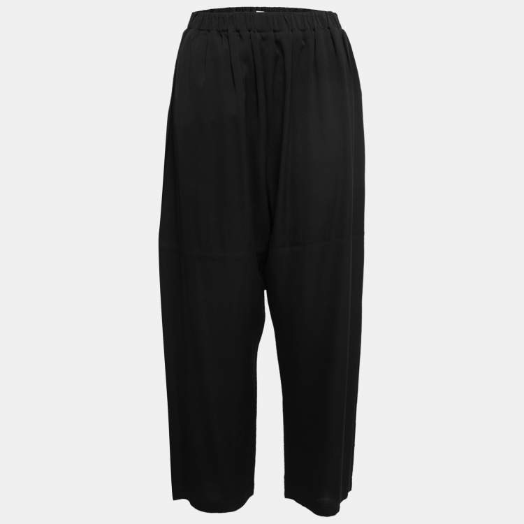 Pre Owned Balenciaga Black Silk Stretch Elasticized Waist Pants M