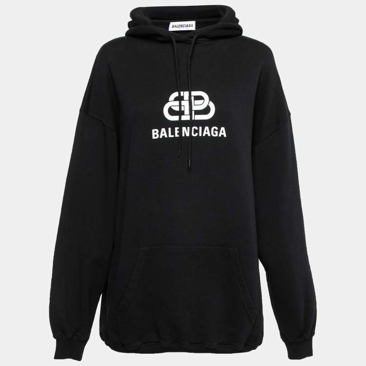 Balenciaga Black Cotton Logo Printed Hoodie XS Balenciaga | The Luxury ...