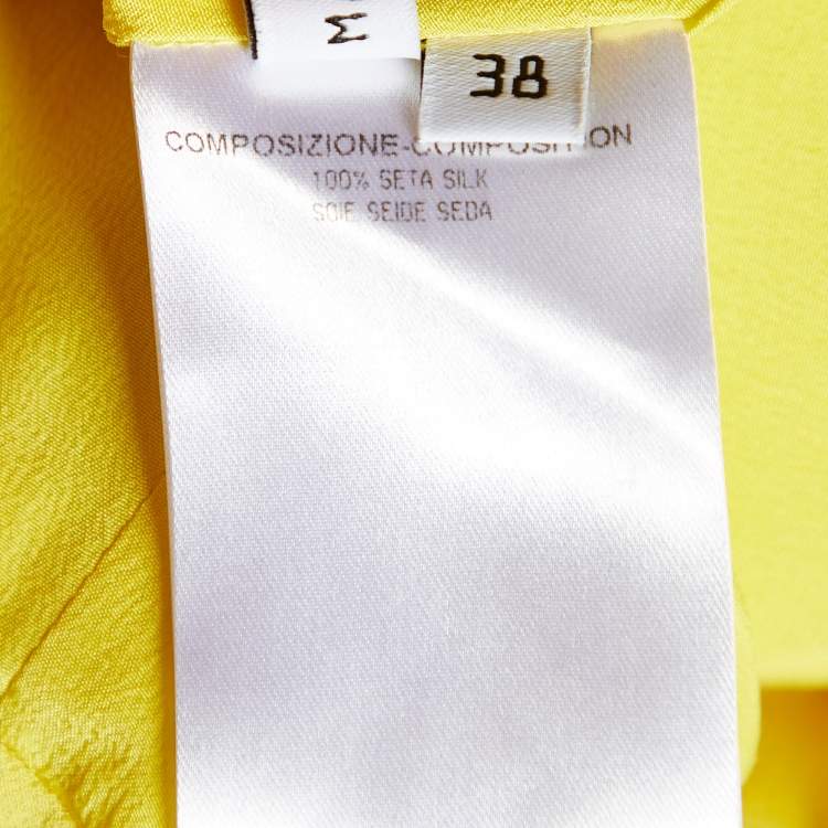 Pre Owned Balenciaga Yellow Silk Tiered Mini Skirt M