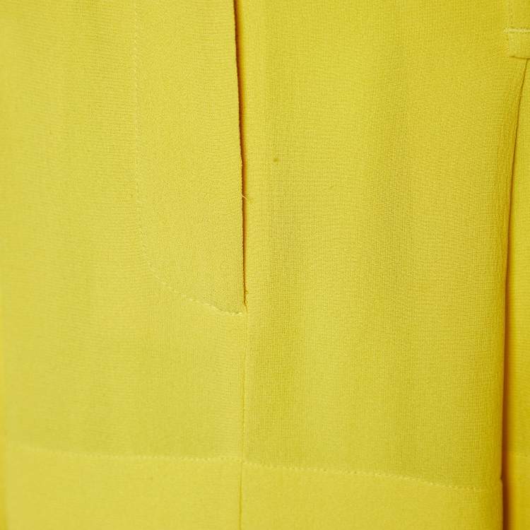 Pre Owned Balenciaga Yellow Silk Tiered Mini Skirt M