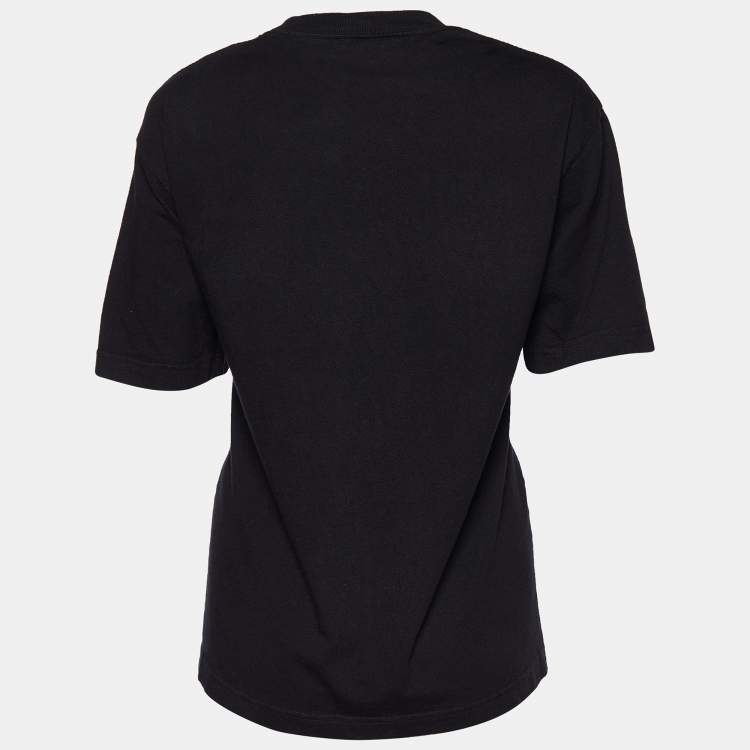 Pre Owned Balenciaga Black Logo Printed Cotton Knit Oversized T-Shirt M