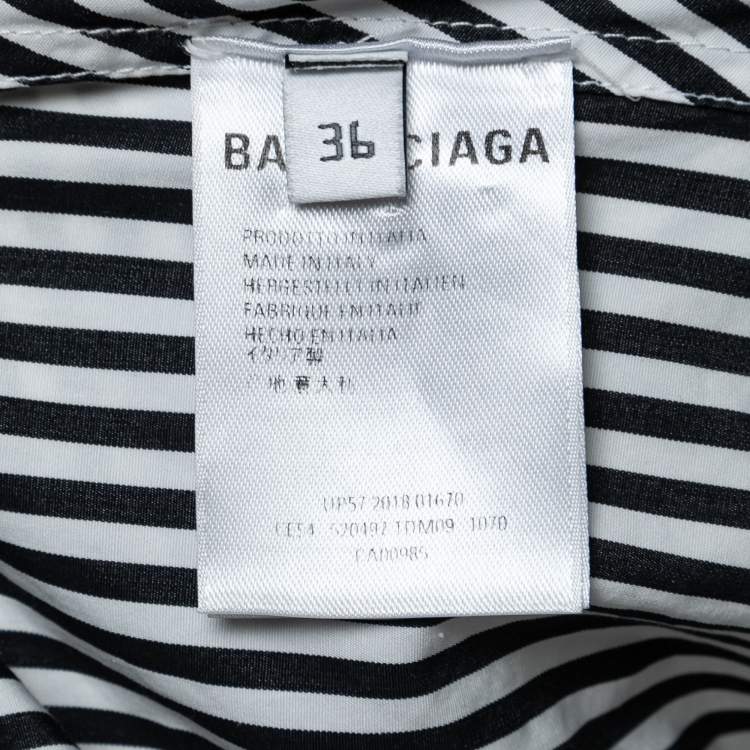 Pre Owned Balenciaga Black Striped Cotton Oversized Shirt S
