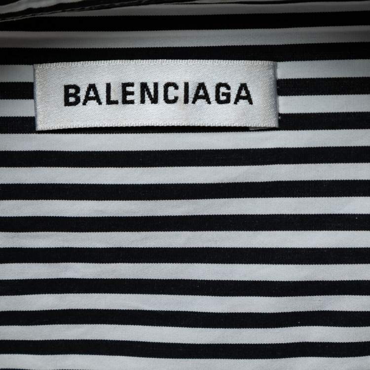 Pre Owned Balenciaga Black Striped Cotton Oversized Shirt S