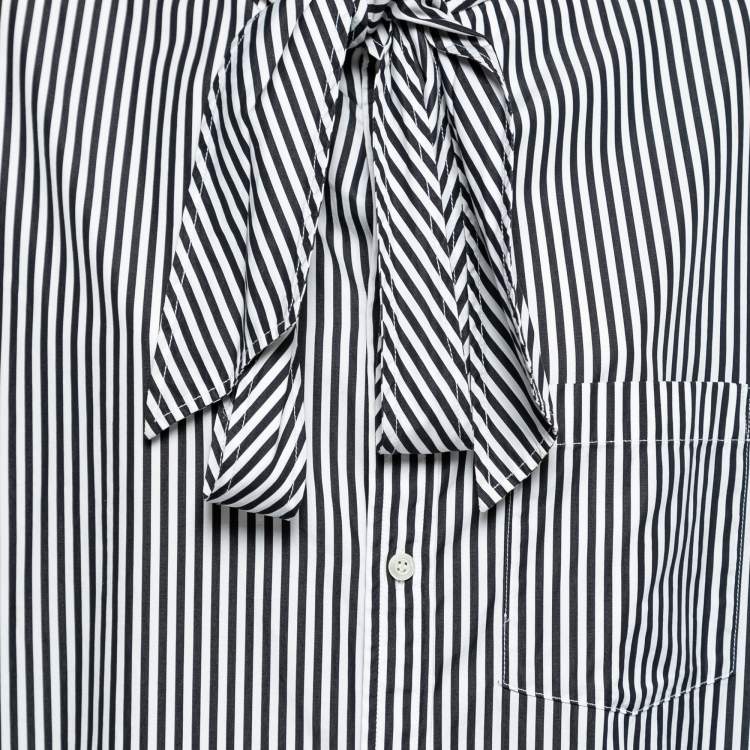 Pre Owned Balenciaga Black Striped Cotton Oversized Shirt S