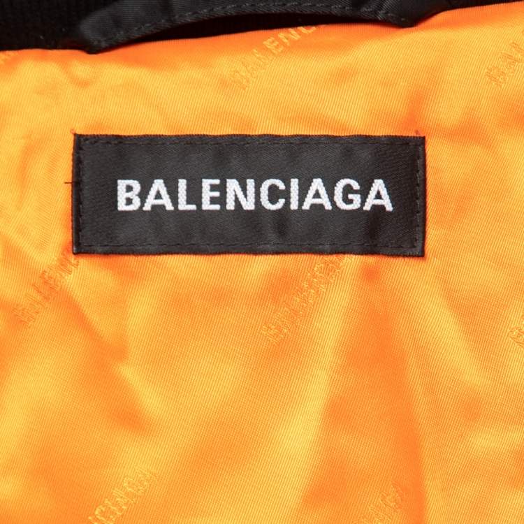 Pre Owned Balenciaga Black Synthetic Eiffel Tower Bomber Jacket XL