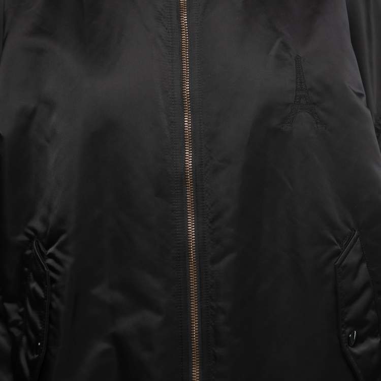 Pre Owned Balenciaga Black Synthetic Eiffel Tower Bomber Jacket XL