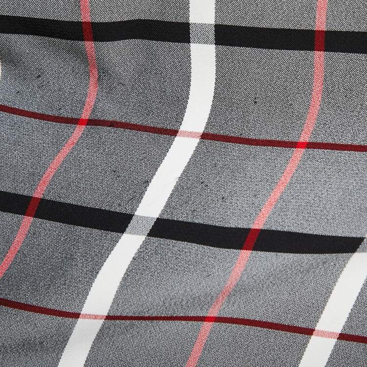 Pre Owned Balenciaga Grey Checked Crepe Oversized Tie-Neck Top S