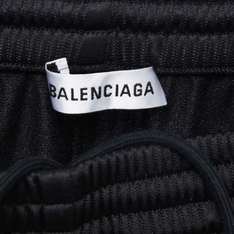 Pre Owned Balenciaga Black Jersey Logo-Tape Detail Joggers S