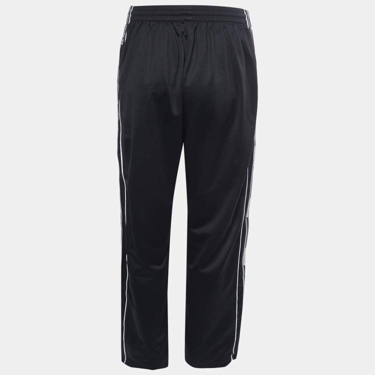 Pre Owned Balenciaga Black Jersey Logo-Tape Detail Joggers S