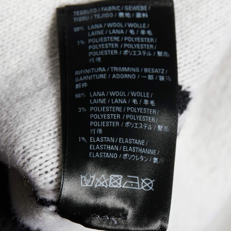 Pre Owned Balenciaga Black Logo Intarsia Knit Wool Sweater M