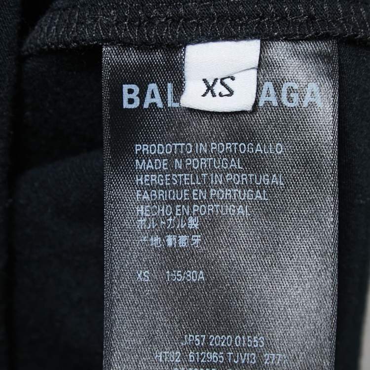 Pre Owned Balenciaga Black Jersey Language Print Oversized T-Shirt XS