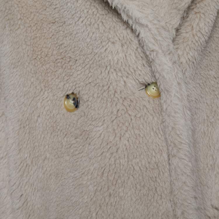 Pre Owned Max Mara Beige Alpaca & Wool Tedgirl Double Breasted Coat M