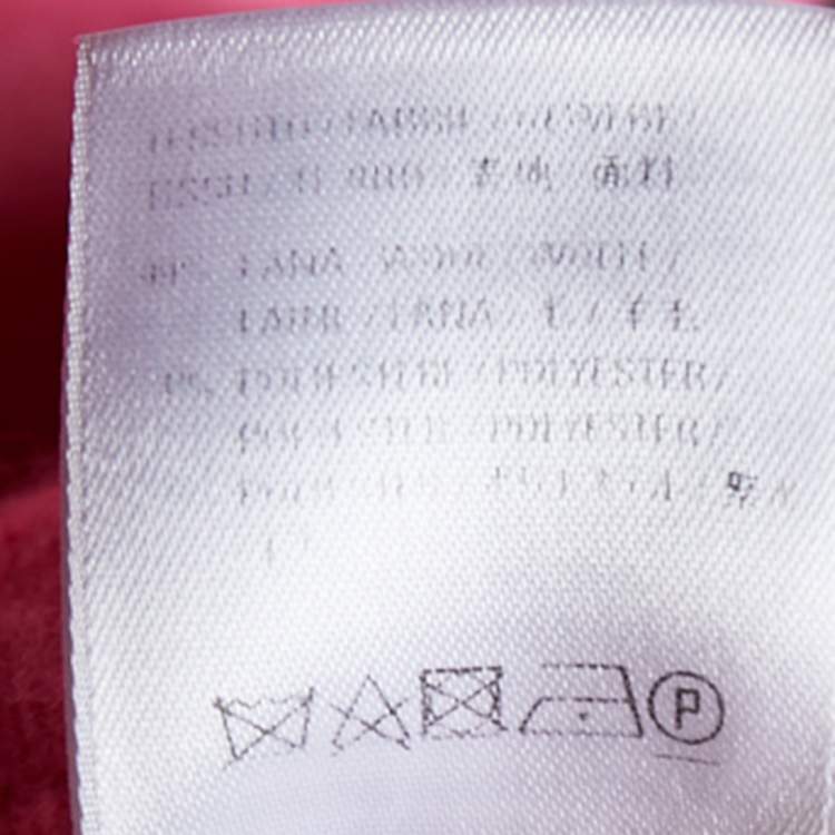 Pre Owned Balenciaga Pink Logo Intarsia Knit Wool Oversized Sweater L