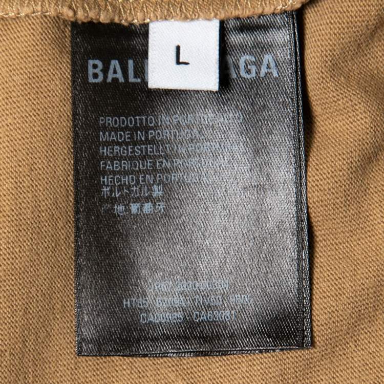 Pre Owned Balenciaga Khaki Cotton Symbolic Large-Fit T-Shirt L
