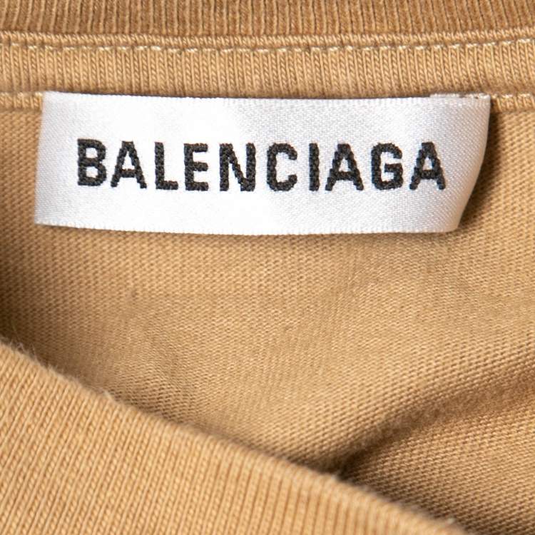 Pre Owned Balenciaga Khaki Cotton Symbolic Large-Fit T-Shirt L