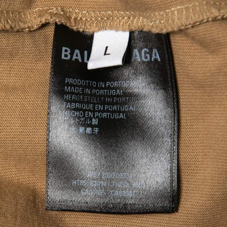 Pre Owned Balenciaga Khaki Cotton Symbolic Large-Fit T-Shirt L