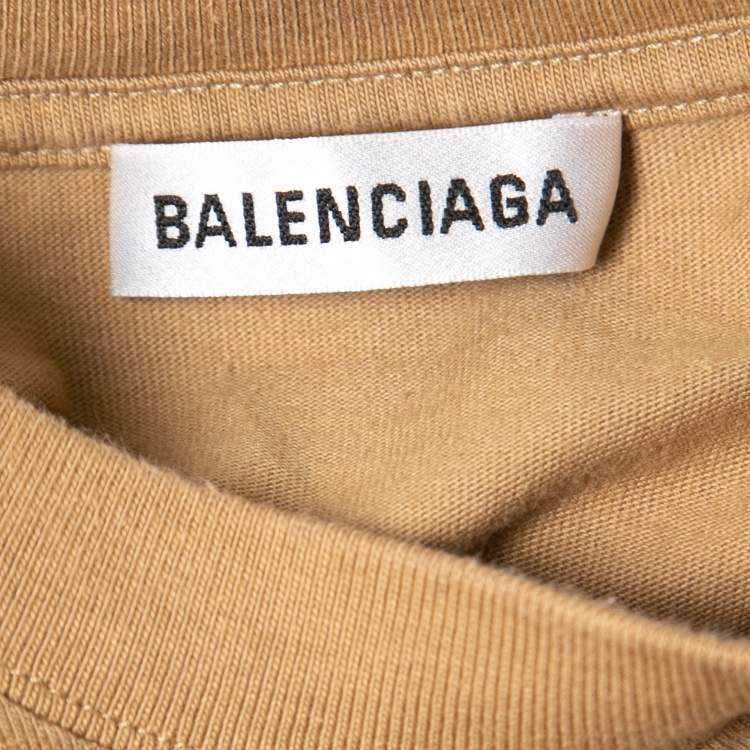 Pre Owned Balenciaga Khaki Cotton Symbolic Large-Fit T-Shirt L