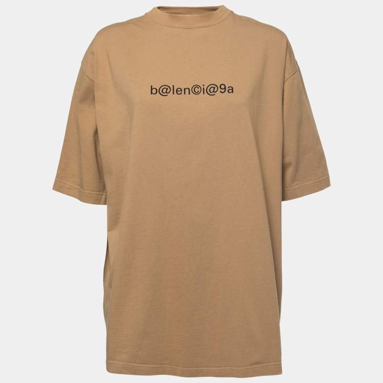 Pre Owned Balenciaga Khaki Cotton Symbolic Large-Fit T-Shirt L
