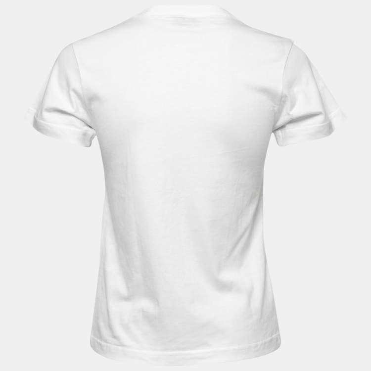 Pre Owned Balenciaga White Cotton Printed Crew Neck T Shirt S