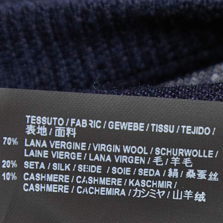 Pre Owned Balenciaga Navy Blue Wool & Silk Knit Asymmetrical Sweater Dress M