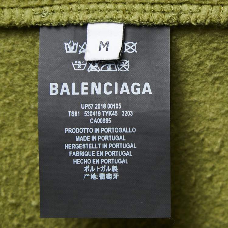 Pre Owned Balenciaga Green Logo Printed Cotton Hoodie M