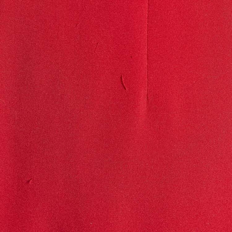 Pre Owned Balenciaga Red Silk Crepe Sleeveless Maxi Dress M