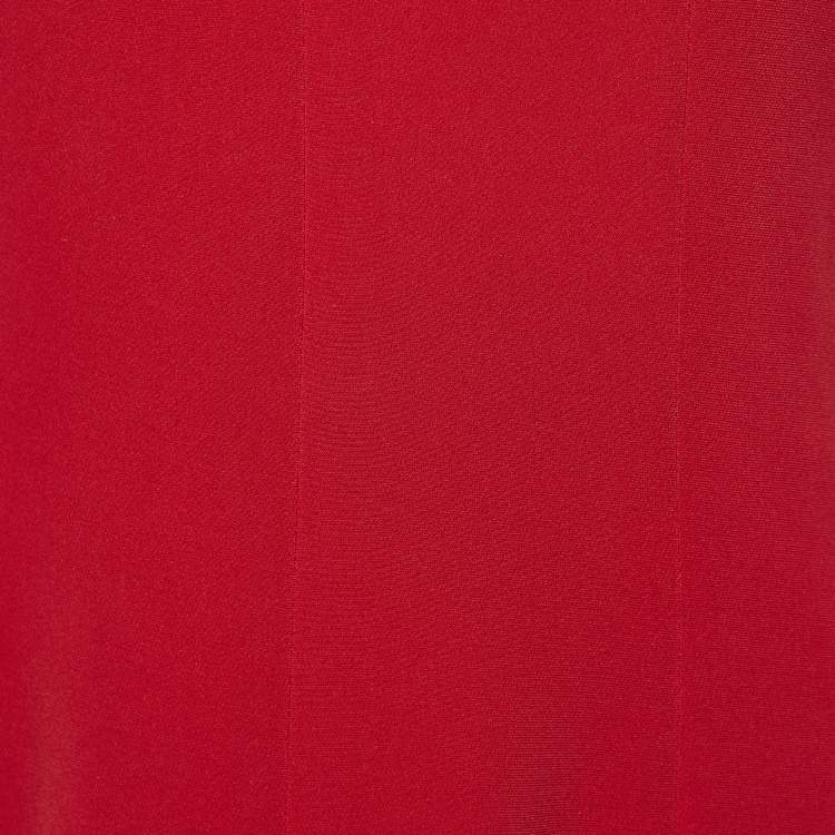 Pre Owned Balenciaga Red Silk Crepe Sleeveless Maxi Dress M
