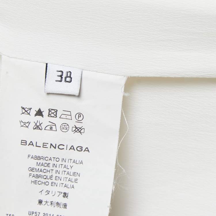 Pre Owned Balenciaga White Crepe Short-Sleeve Top M