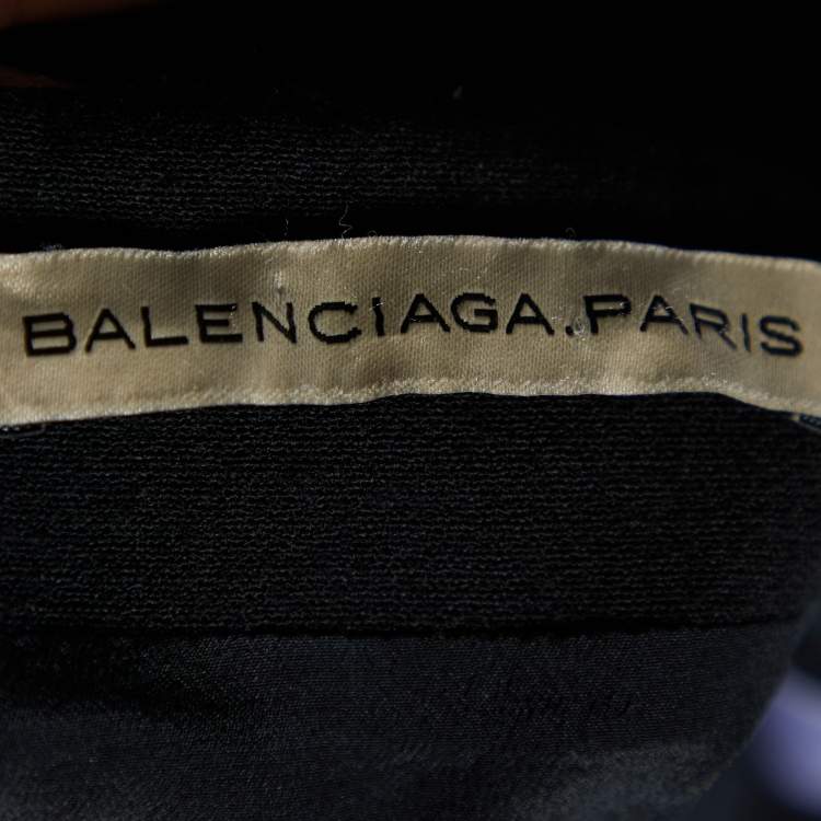 Pre Owned Balenciaga Black Wool & Chiffon Silk Midi Skirt M