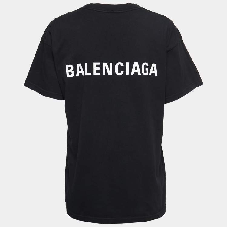 Balenciaga Black Cotton Logo Print T-Shirt XS Balenciaga