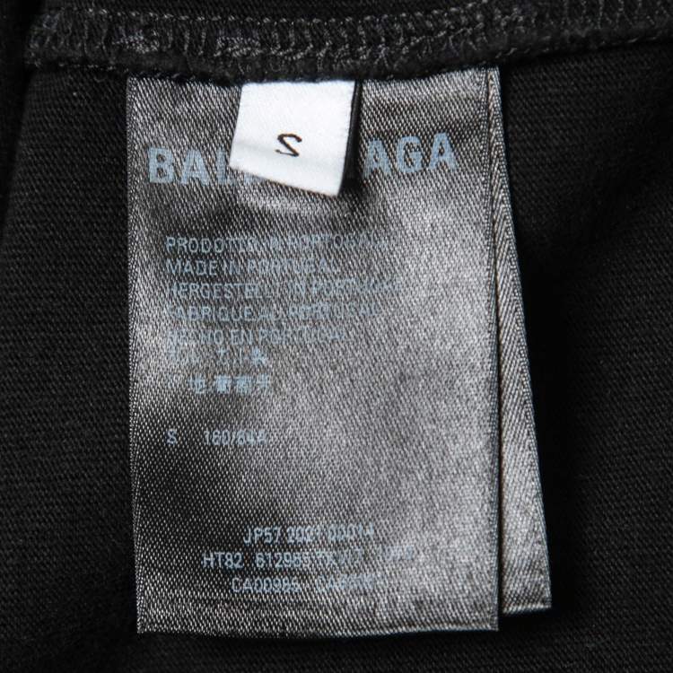 Pre Owned Balenciaga Black Cotton BB Pixel Logo T-Shirt S