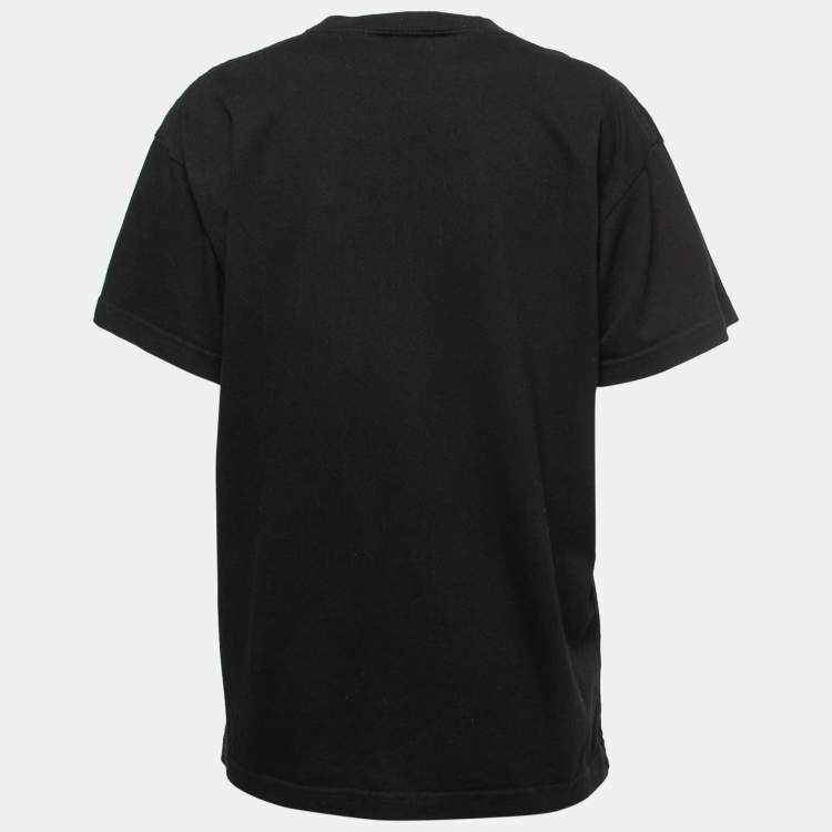 Pre Owned Balenciaga Black Cotton BB Pixel Logo T-Shirt S