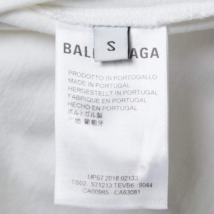 Pre Owned Balenciaga White Cotton Rose Printed T-Shirt S