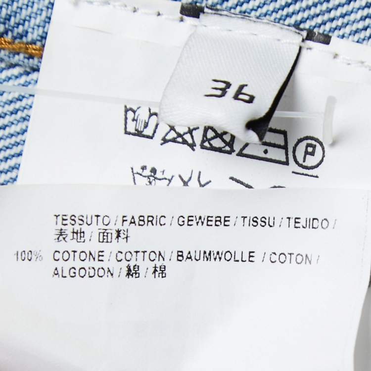 Pre Owned Balenciaga Blue Denim Logo Print Jacket S
