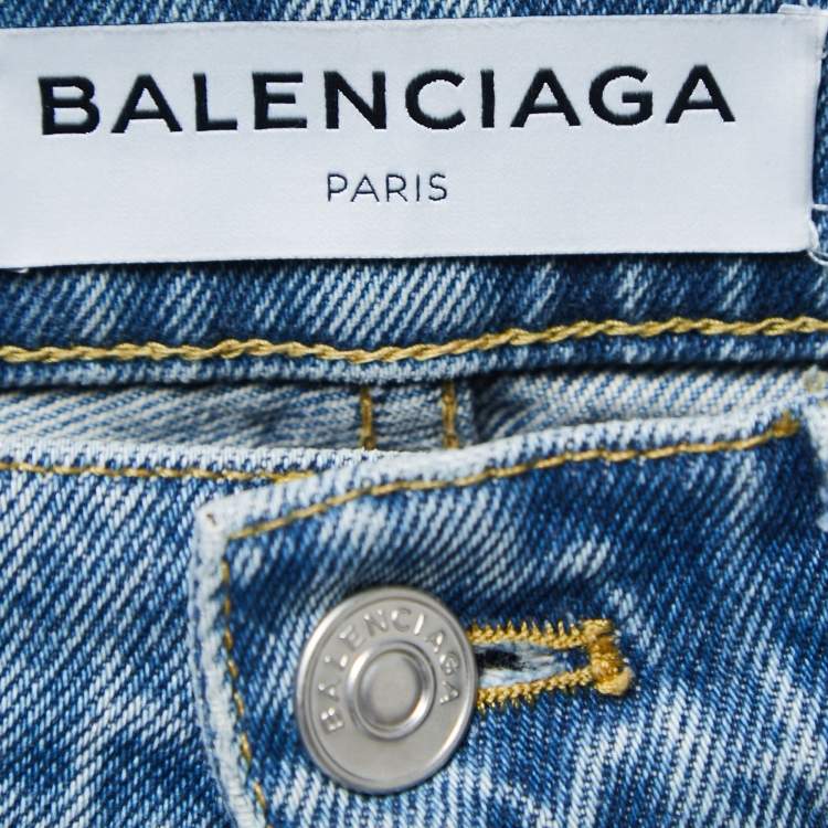 Pre Owned Balenciaga Blue Denim High Waist Jeans S Waist 26"