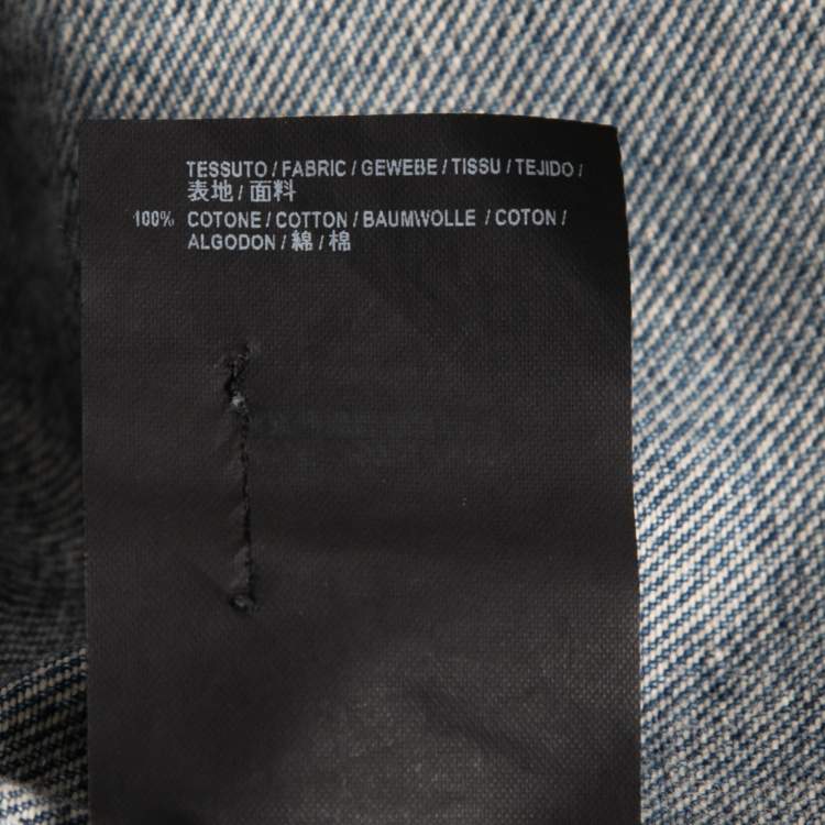 Pre Owned Balenciaga Blue Distressed Denim Oversized Collar Jacket M