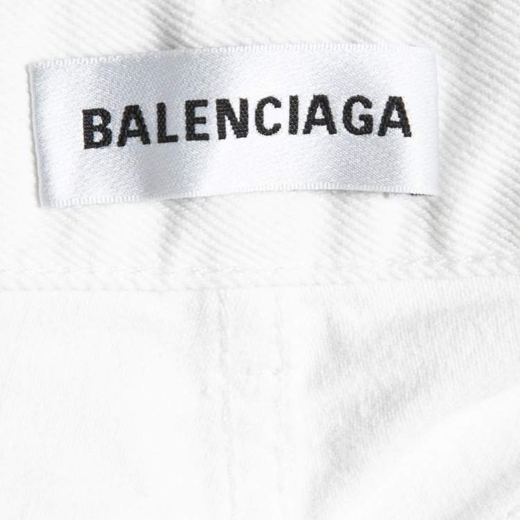 Pre Owned Balenciaga White Denim High Waist Jeans S Waist 24"
