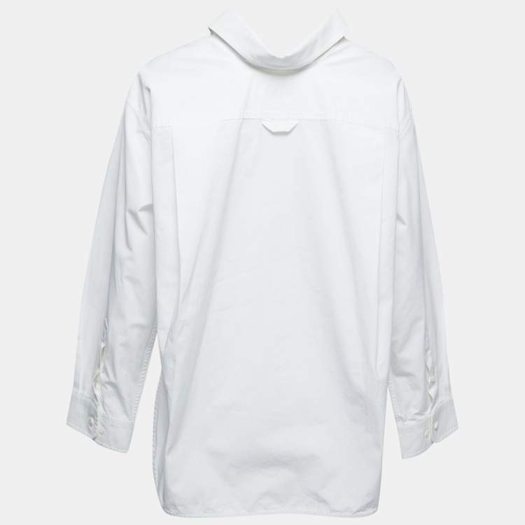 Pre Owned Balenciaga White Cotton Button Front Oversized Shirt M