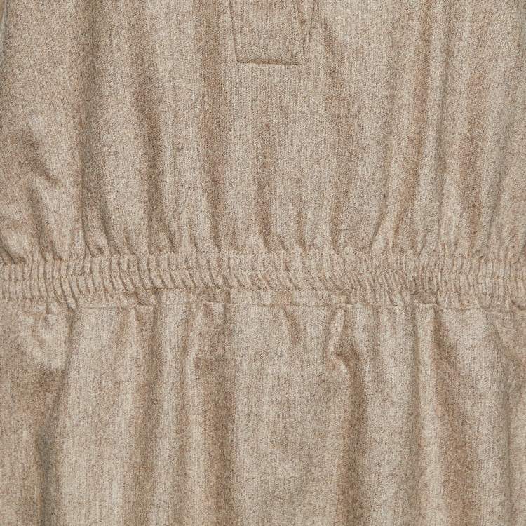 Pre Owned Balenciaga Light Brown Wool Sleeveless Midi Dress L