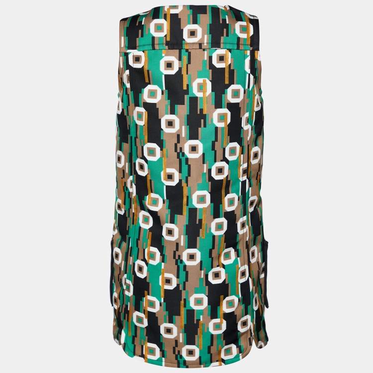 Pre Owned Balenciaga Multicolor Printed Denim Sleeveless Mini Dress M