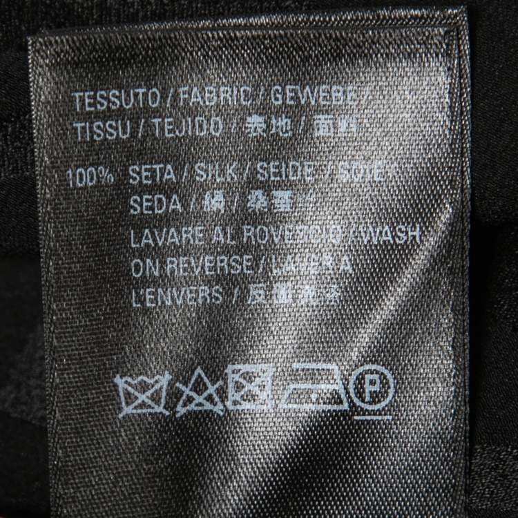 Pre Owned Balenciaga Black Logo Printed Silk Short Sleeve Shirt S