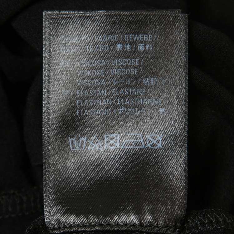Pre Owned Balenciaga Black Logo Printed Stretch Knit Full Sleeve T-Shirt S