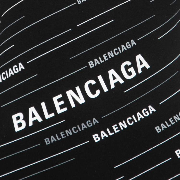 Pre Owned Balenciaga Black Logo Printed Stretch Knit Full Sleeve T-Shirt S