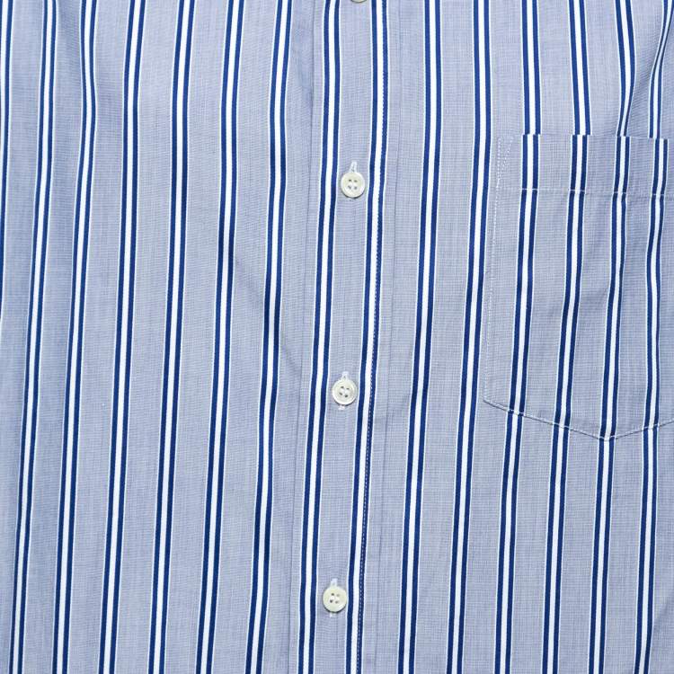 Pre Owned Balenciaga Blue Striped Cotton Oversized Shirt M