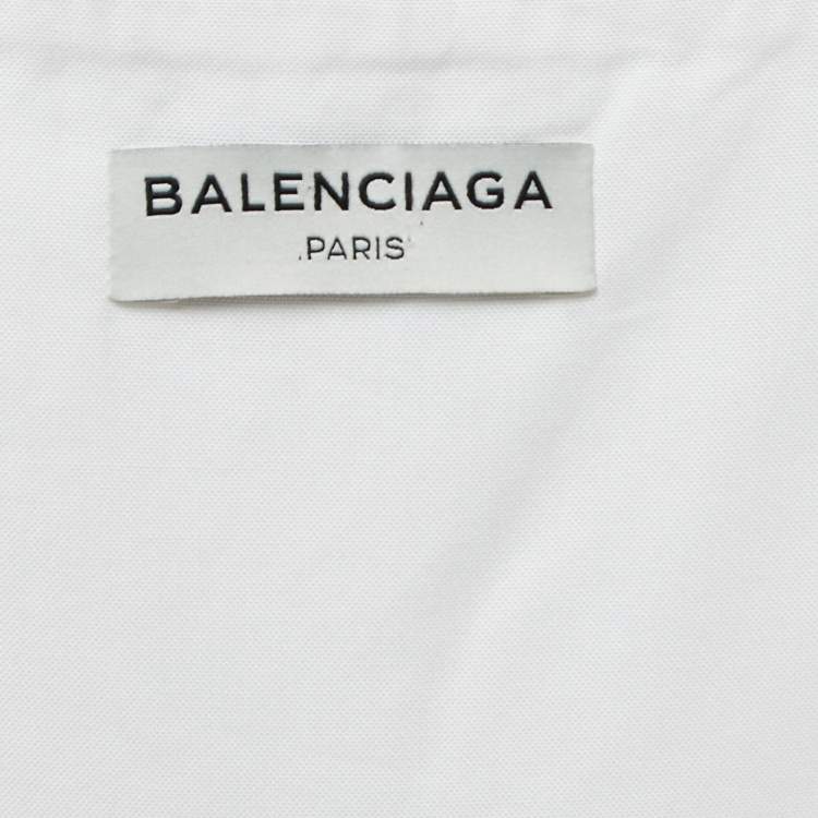 Pre Owned Balenciaga White/Beige Cotton Button Front Belted Sleeveless Midi Dress M