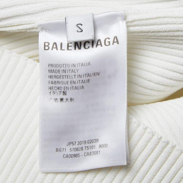 Pre Owned Balenciaga White Patterned Stretch Knit Full Sleeve T-Shirt S